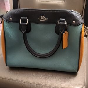 Coach Black, Teal, and Orange Satchel